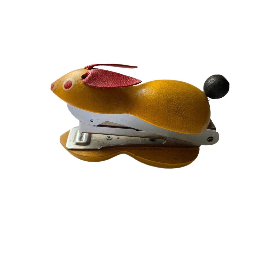 Vintage Yellow Bunny Rabbit Stapler Made In Japan Small Staples